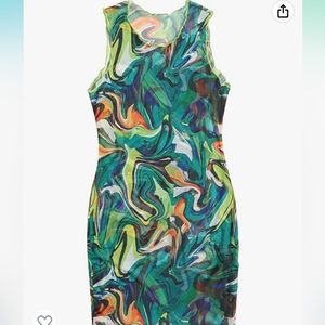 SHEIN marble sheer mini bodycon dress Medium